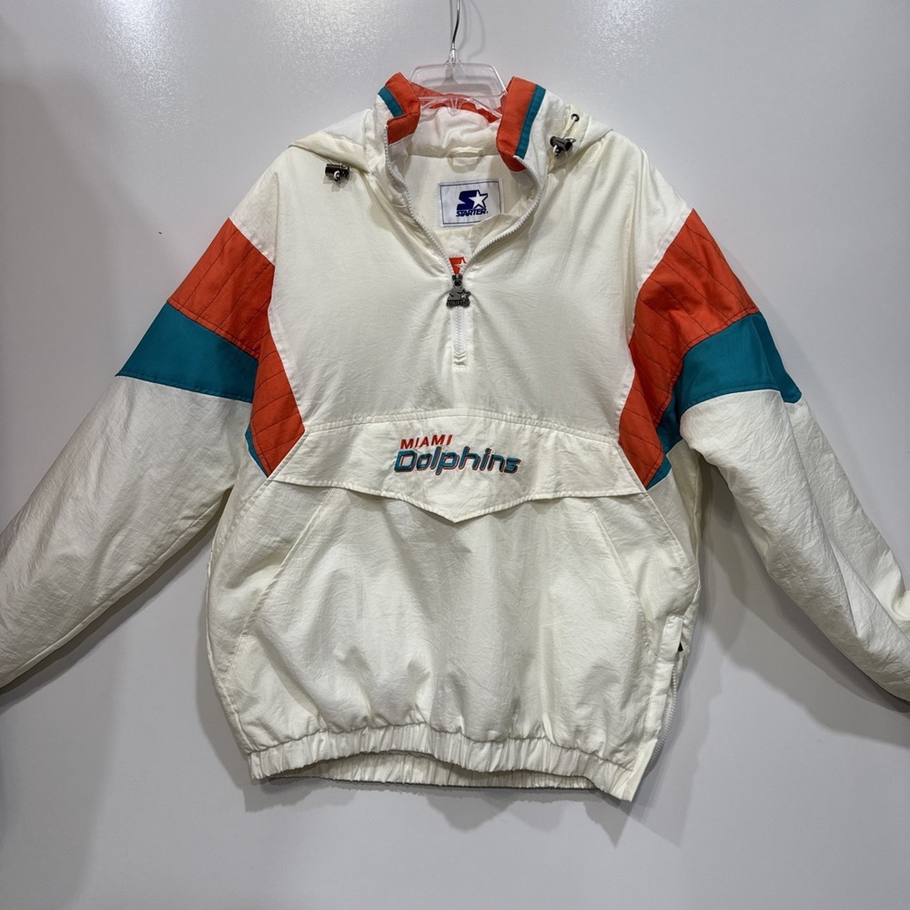 Starter Miami Dolphins Hooded Half Zip Starter breakaway Jacket Size Large 2018